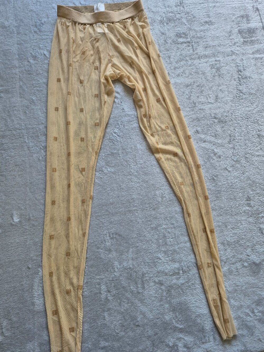 GIVENCHY Sheer Monogram 4G Mesh Leggings Nude Beige Elastic Waist Size M